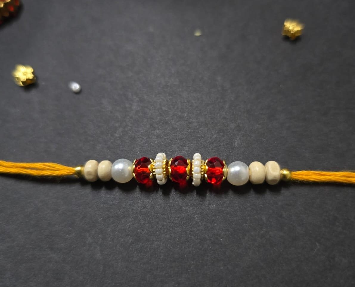 Ruby Pearl Crystal Rakhi